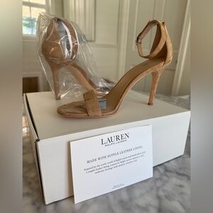 Lauren Ralph Lauren Camel KidSuede Leather Heels